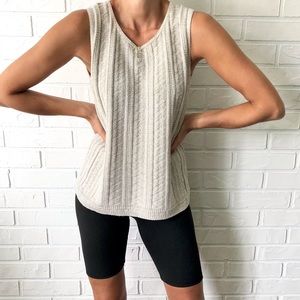 Vintage sleeveless beige knit sweater gilet vest S